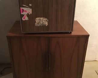 GE Mini Fridge and Cabinet