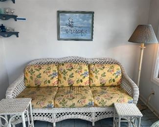 Indoor and Outdoor Wicker Patio Sofa and Extras