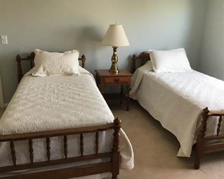 Kling Manufactured Solid Cherry Twin Beds and Matching Nightstand