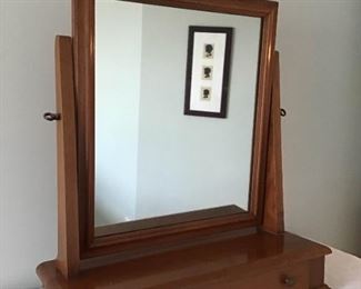 Mens Solid Cherry Cheval Style Shaving Mirror with Drawer