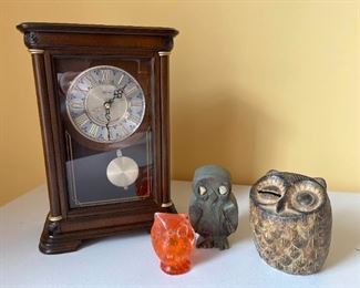 Seiko Mantle Clock and Owls