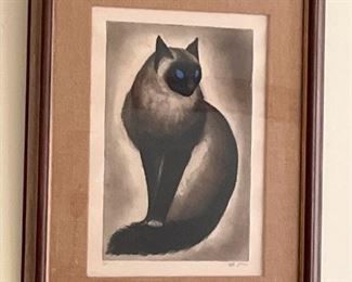 Signed Print of Siamese Cat