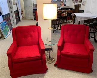 Upholstered Chairs with Floor Lamp