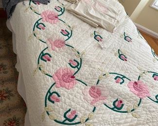 Vintage Appliqu Quilt, Unfinished Quilt Top, and More