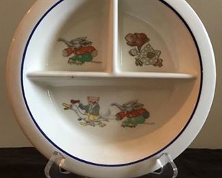 Vintage W.S. George Pottery Co. Childrens Ceramic Dish