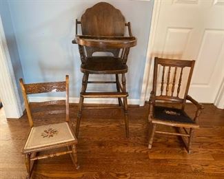 Wood Highchair and Rockers