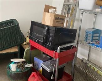  MICROWAVE   CART  AND AIR FRYER