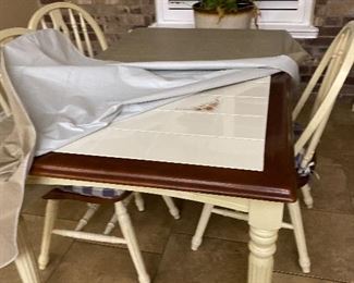 Dinette Set with Four Chairs & Inlaid Tile