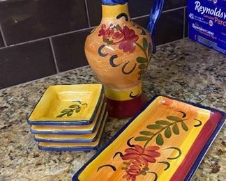 Ceramic Olive Oil Dishes and Bread Plate