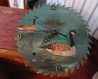 Hand Painted Saw Blade Clock