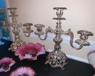 Pair Reed & Barton Silverplate Candelabra. $400 pair