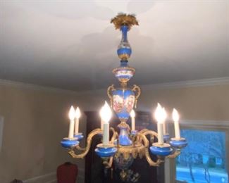 Sevres 8 arm chandelier. $800
