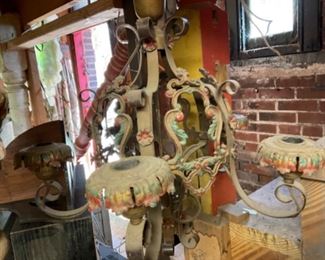 ANTIQUE PAINTED CHANDELIER 