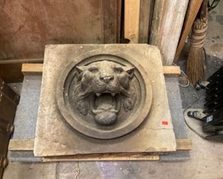 THE MISSOURI BOBCAT.  THIS IS A MASCARON FROM AND BULIDING FRONT.   VERY HEAVY.  