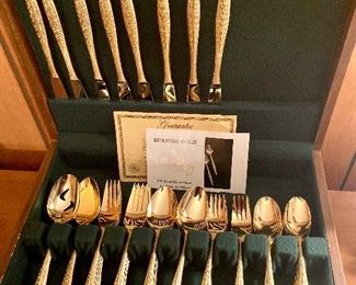 Spanish 23k gold plated silverware set