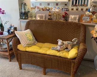 Plastic wicker love seat 