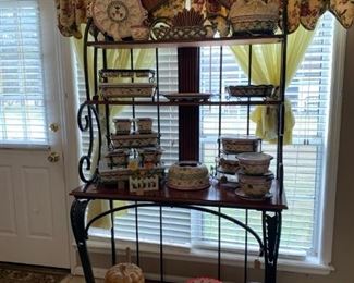 Wooden and metal bakers rack 