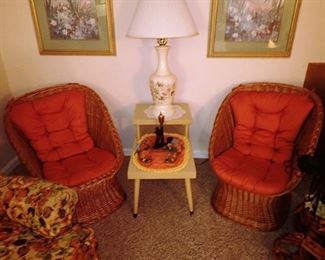 WICKER CHAIR - MCM BLONDE STEP TABLE