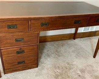 Hooker Wood Desk w/ top Blotter
60w x 26d x 30h $145
2 Drawer Hooker File/ Storage Cabinet 
18w x 22.5d x 235h $75
