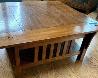 Mission Style 40” Sq x 18”h solid Wood Coffee Table w/ Drawer $95
