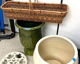 Planters: 
Ceramic green $24
Cream Pottery $20