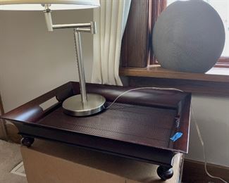 Bloomingdale’s Spiral pattern Vase 
16w x 13h $20
24 x 16” Pedestal tray $18