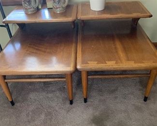 Pair of Lane mid-century end tables - great detail
