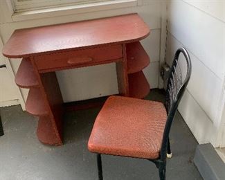 Small table w/shelves on each side.  Side chair