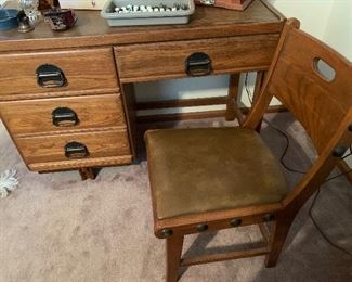 Wood desk and matching chair