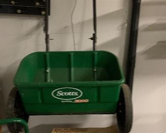 Lawn care Scott spreader and smaller hand spreader