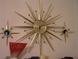 Waltham mid-century starburst clock & candleholders