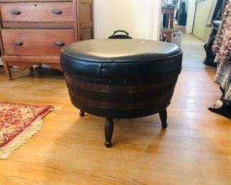 Wine barrel foot rest 
