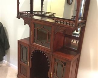 Ornate Victorian style hutch with a lot of detail $250