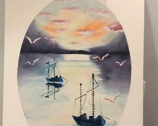 Signed art, unframed by Val Redick $10