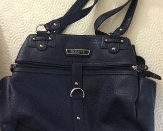Navy blue leather handbag $5