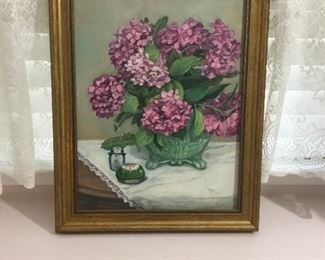 Signed framed oil $25