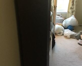 Antique Beautifully carved Dark Oak Side by Side Secretary drop front with key $350