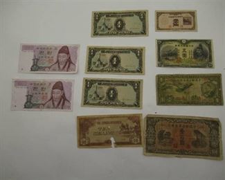 Asian Paper Money Lot of 11 (some from WWII)