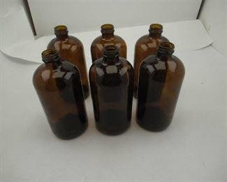 6 Amber Lab Storage Bottles