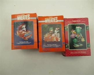 3 New Christmas Ornaments by Enesco Wheaties and Dino
