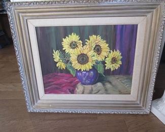 Large Sunflowers Painting 31x37 Frame Size