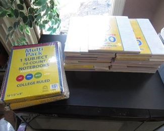 19 Packs of College ruled notebook paper and 3 packs of notebooks