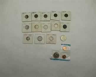Lot of Various U.S. Coins Two Cent Piece, V Nickels, Liberty Dimes, and more