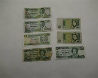 Lot of Foreign Paper Money England, Barbados, Bahamas