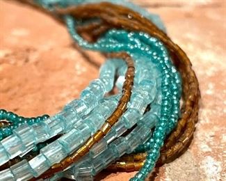close up of beaded necklace
