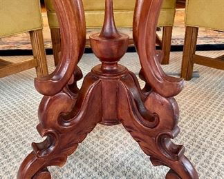 SOLD     close up of beautiful carvings on side table base