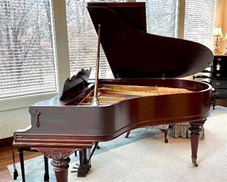 $3000; Briggs Piano circa 1900; grand piano with bench in excellent condition; beautifully carved details; 56”w x 60”d x 40”h (closed) 72” high (open); YOU MOVE!
