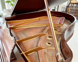 close up of inner workings of piano