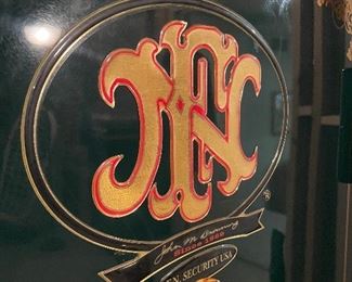 close up of logo on gun safe