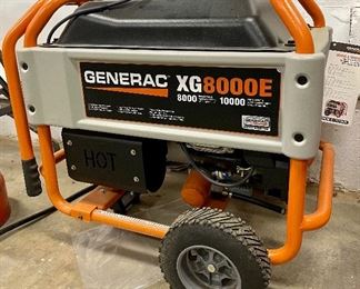 SOLD        $600; General XG 8000E generator, portable on wheels, 8000 watts, like new condition with manual and accessories; 32”w x 22”d x 32”h